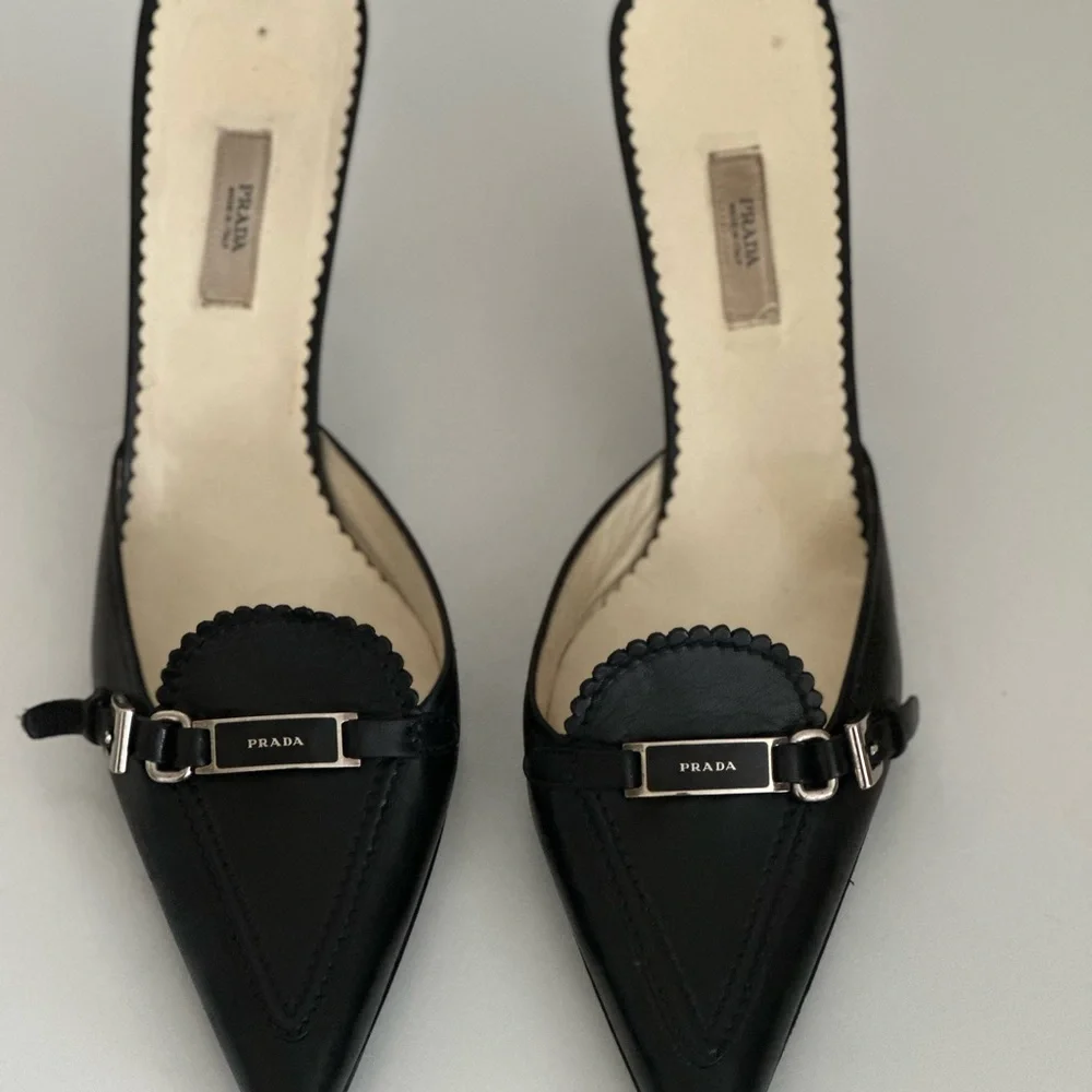 Prada Mules with Scalloped Trim - Picture 2 of 3